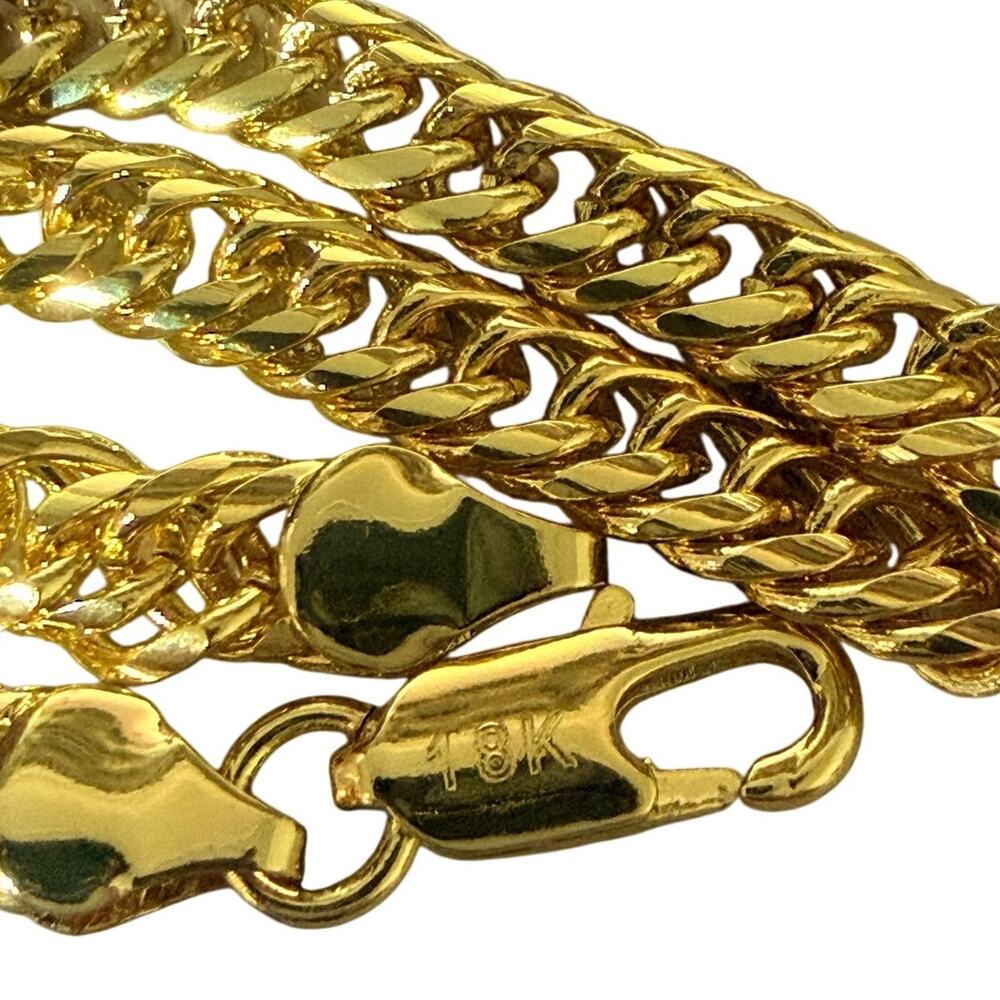 18K Stamped Gold Plated 20CM Double Link 6MM Shiny Bracelet